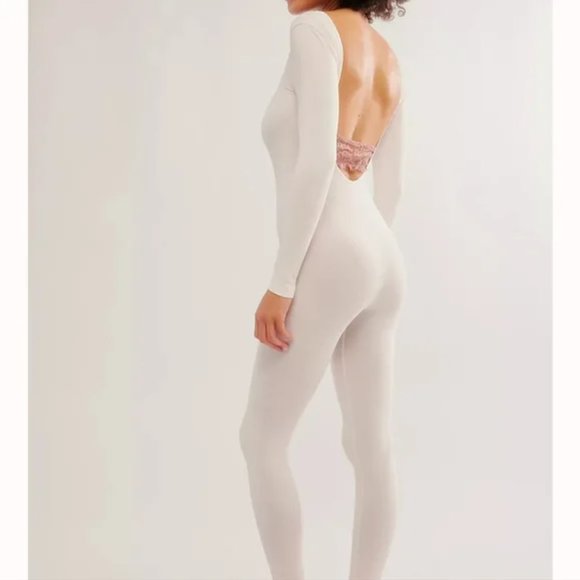 NWT $70 Free People M/L Stand Out Catsuit Pink NEW Intimately Free Long Sleeve - Picture 2 of 4